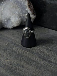 Oval Black Sunstone Ring